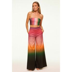 MISA Los Angeles Ombre Wide Leg Pants Sunset Pink Orange Green Size XS